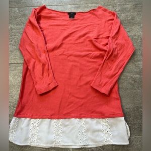 Anne Taylor Petite Coral Layered Boatneck Sweater
